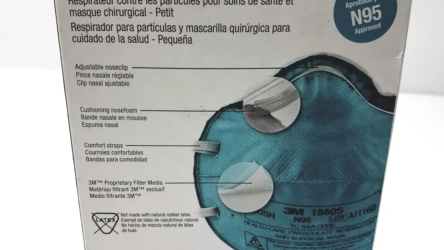 3M 1860S Small Health Care Particulate Respirator and Surgical Mask Exp 10-2026 - N95