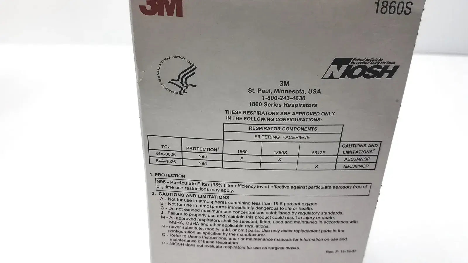 3M 1860S Small Health Care Particulate Respirator and Surgical Mask Exp 10-2026 - N95
