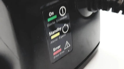 Black 3m bc-100 smart battery charger power base bc-210 with multilingual status indicator panel showing on standby error
