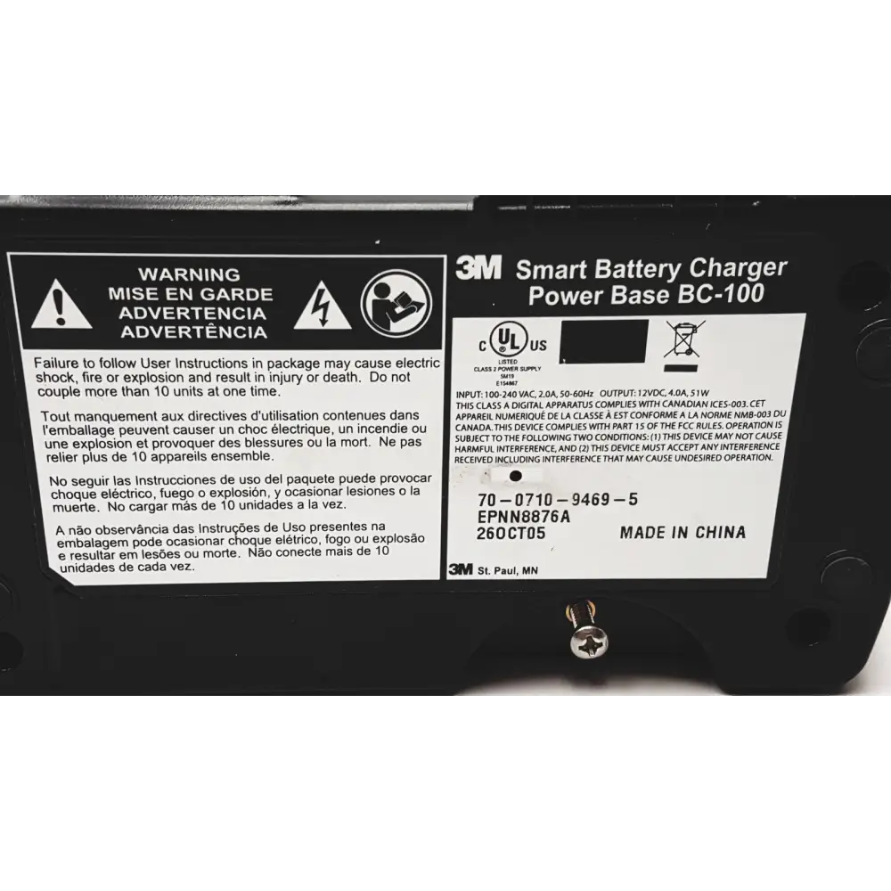 3M BC-100 Smart Battery Charger Power Base BC-210