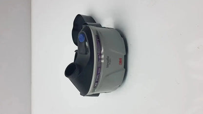 Gray and black 3m versafit respirator mask with blue button for versaflo tr-301n+ and tr-300n+ powered air purifier