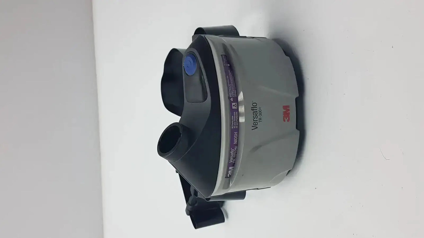 Gray and black 3m versafit tr901 respirator mask with blue valve for use with versaflo tr-301n+ and tr-300n+ systems