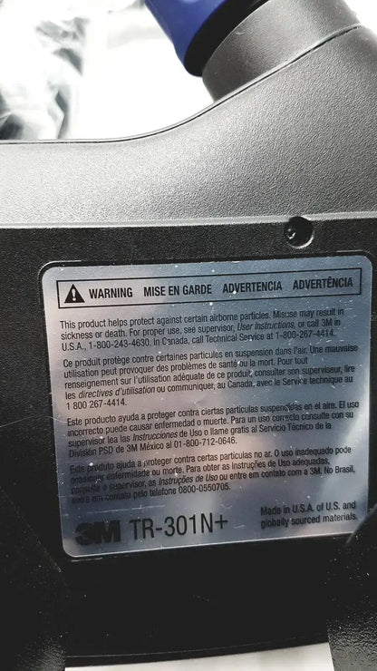 Black 3m versaflo tr-300+ air purifier filter with multilingual warning label for buy used medical equipment use
