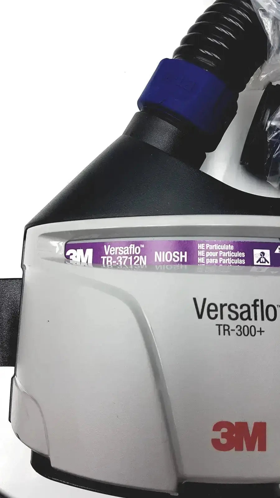 3m versaflo tr-300+ powered air purifying respirator with black and white body and purple label for used medical equipment sale