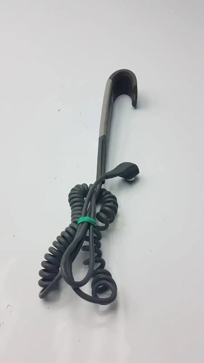 Black coiled wired handset cable with metallic hook and green tie for arjo lift 4-button wired handset device