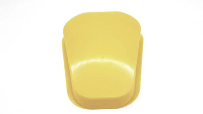 Yellow plastic clip with rounded edges and smooth glossy finish for medegen fracture bedpan 12 inch 1.1 quart plastic