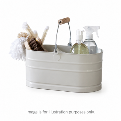 Powder-Coated Steel Utility Caddy with Wood Handle