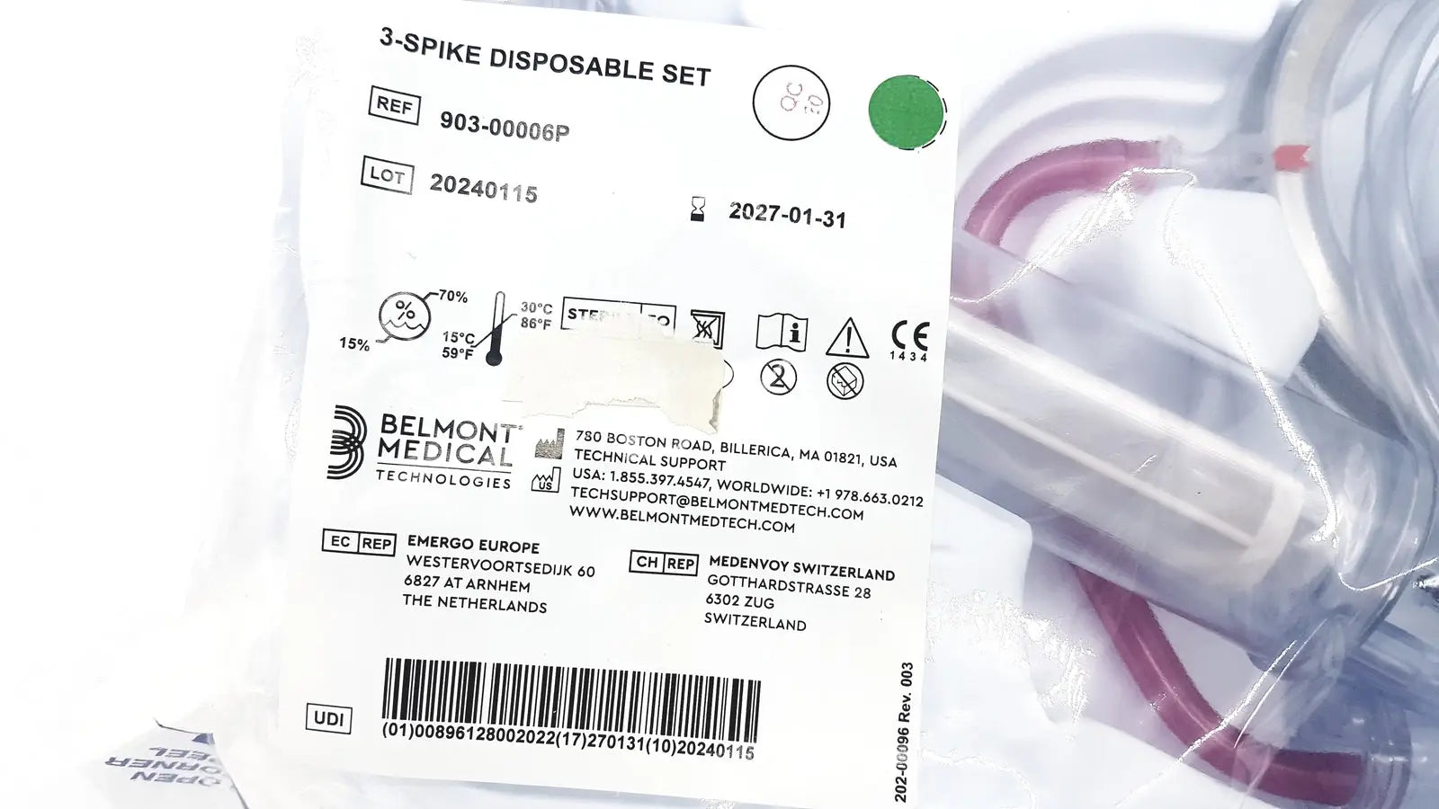 903-00006P: Belmont 3-Spike Disposable Set