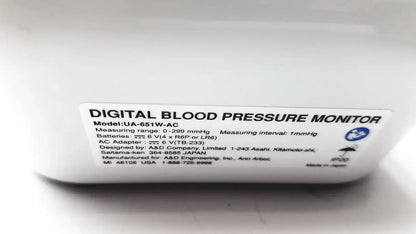 A&D Medical Life Source UA-651W-AC Deluxe Blood Pressure Monitor Full Kit
