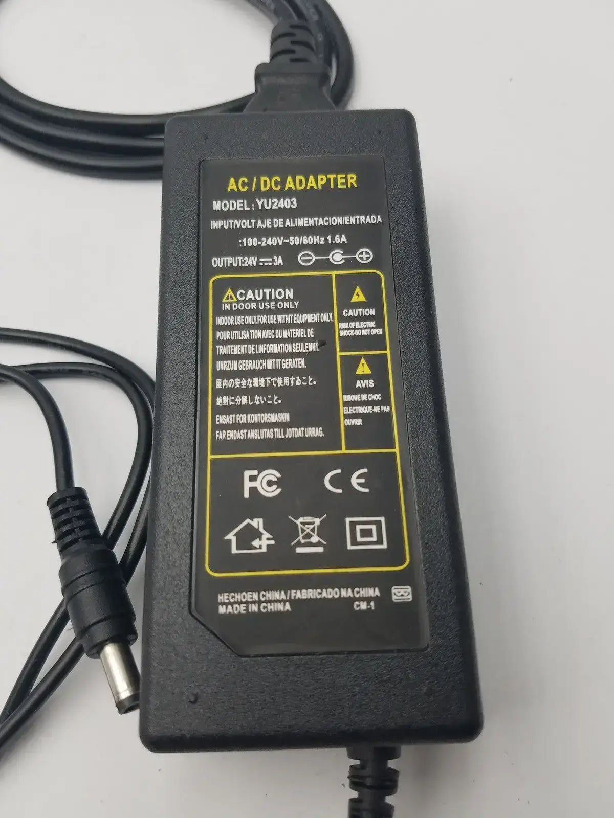 AC/DC Adapter Model:YU0510 (100-240V-50/60Hz 1.6A) - Power