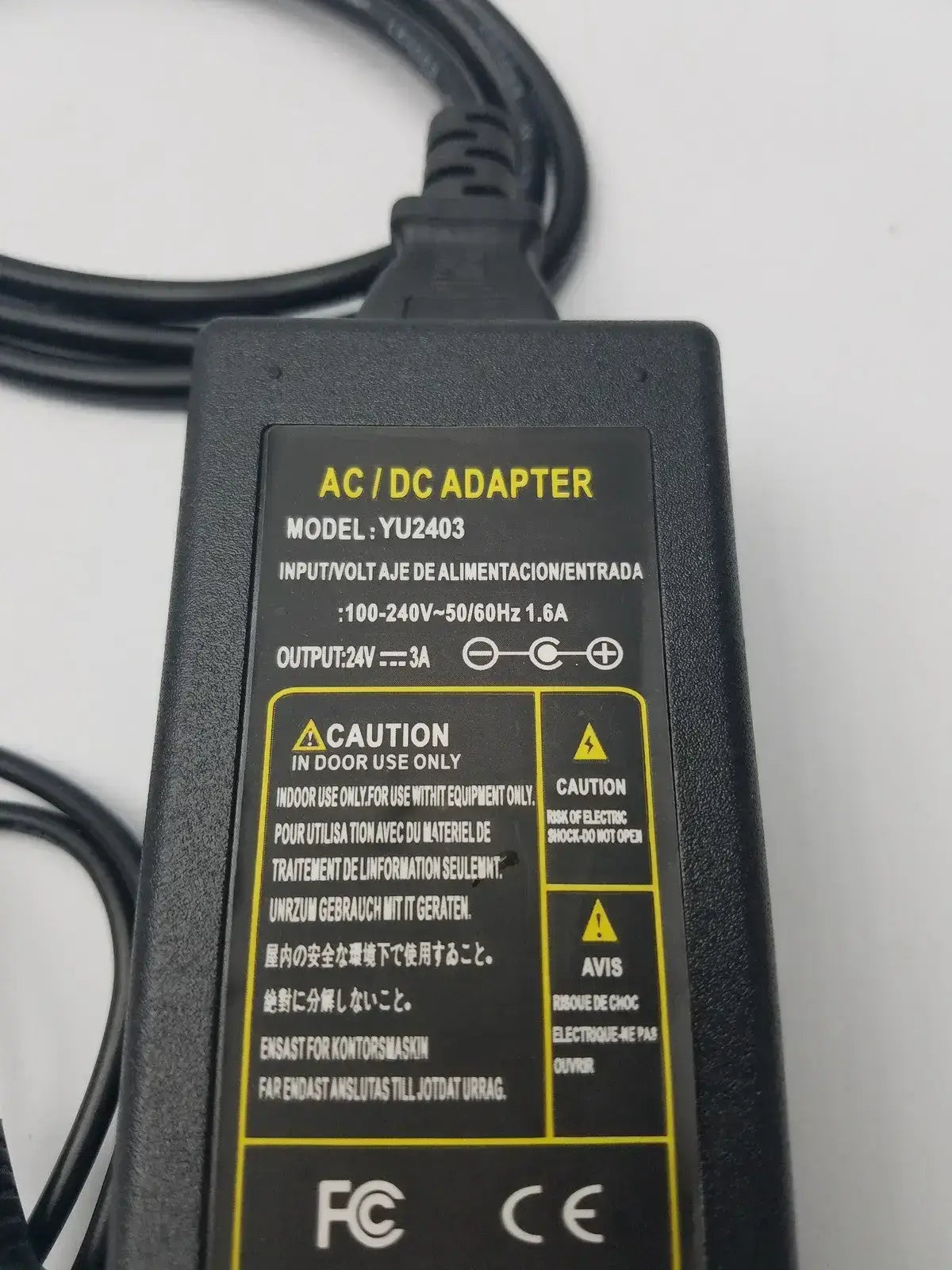 AC/DC Adapter Model:YU0510 (100-240V-50/60Hz 1.6A) - Power
