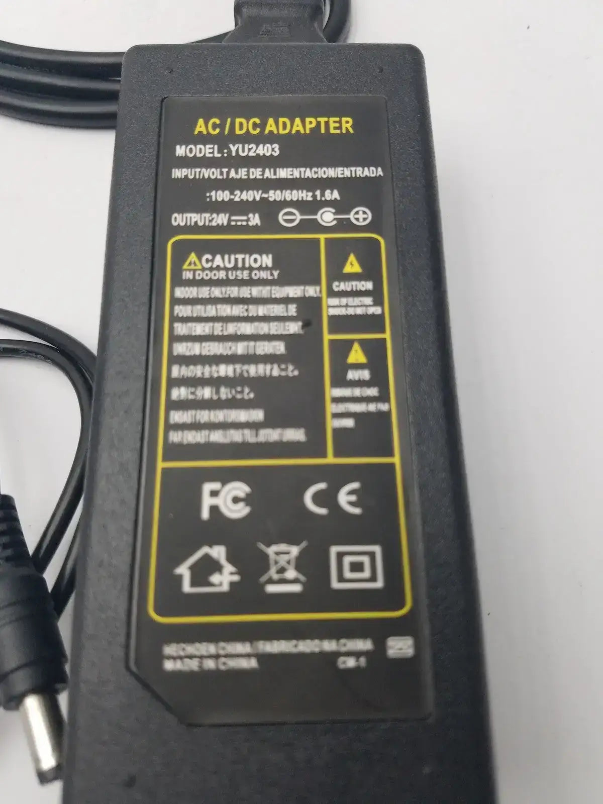 AC/DC Adapter Model:YU0510 (100-240V-50/60Hz 1.6A) - Power