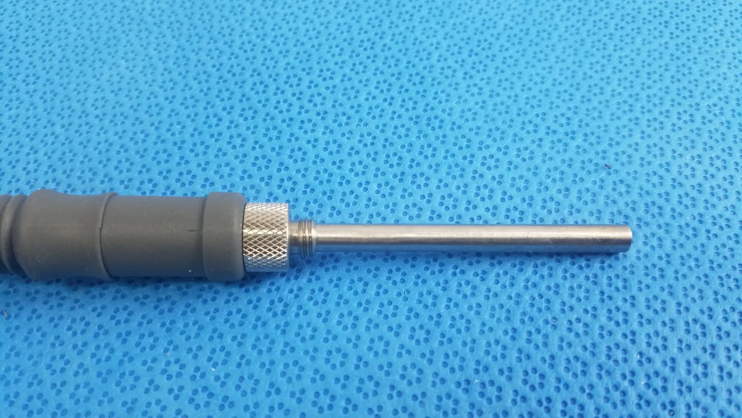 Gray plastic-handled acclarent lgc2 fiber optic light guide cable with metallic adjustment knob and stainless steel shaft medical equipment