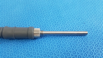 Gray plastic-handled acclarent lgc2 fiber optic light guide cable with metallic adjustment knob and stainless steel shaft medical equipment