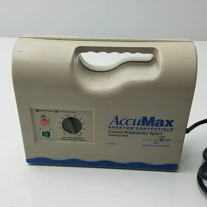 Beige AccuMax Quantum Convertible pressure redistribution system control unit with blue trim and molded handle