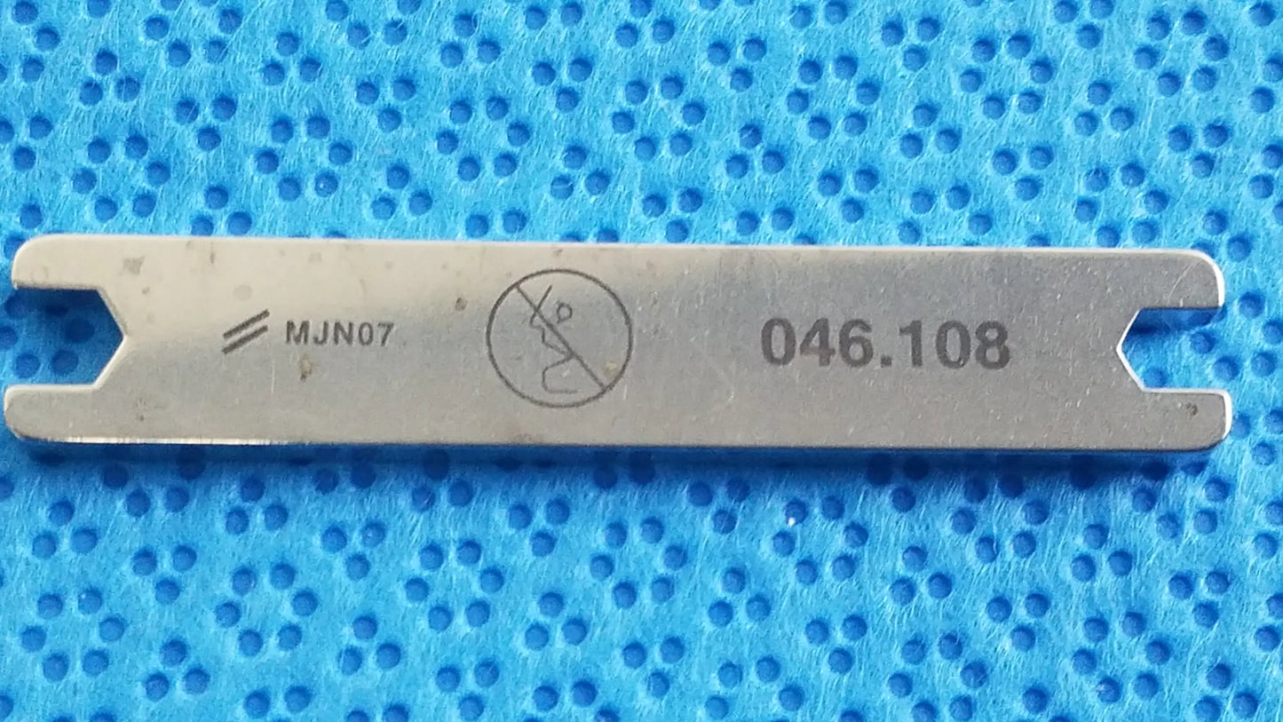 Silver metal sterilization tray tool with engraved markings and circular symbol for straumann dental implant kit medical equipment