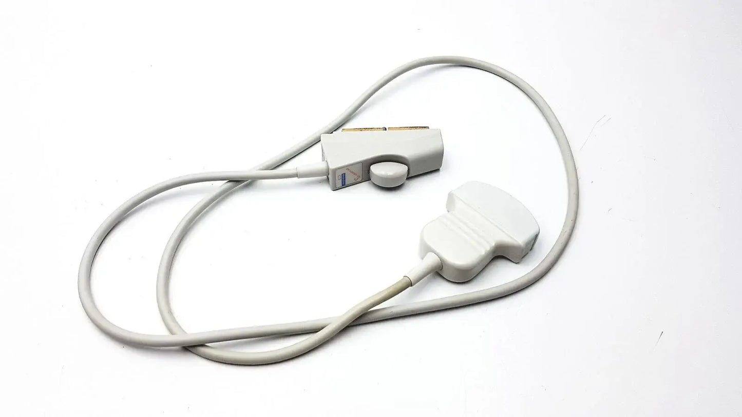 Gray acuson c3 needle guide convex array ultrasound transducer probe with ergonomic curved design and coiled cable for medical equipment
