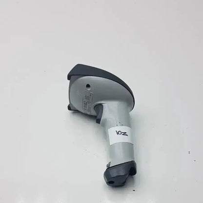 Gray and black handheld hd5mx2702 bluetooth barcode scanner with white label marked 10z on handle for easy scanning