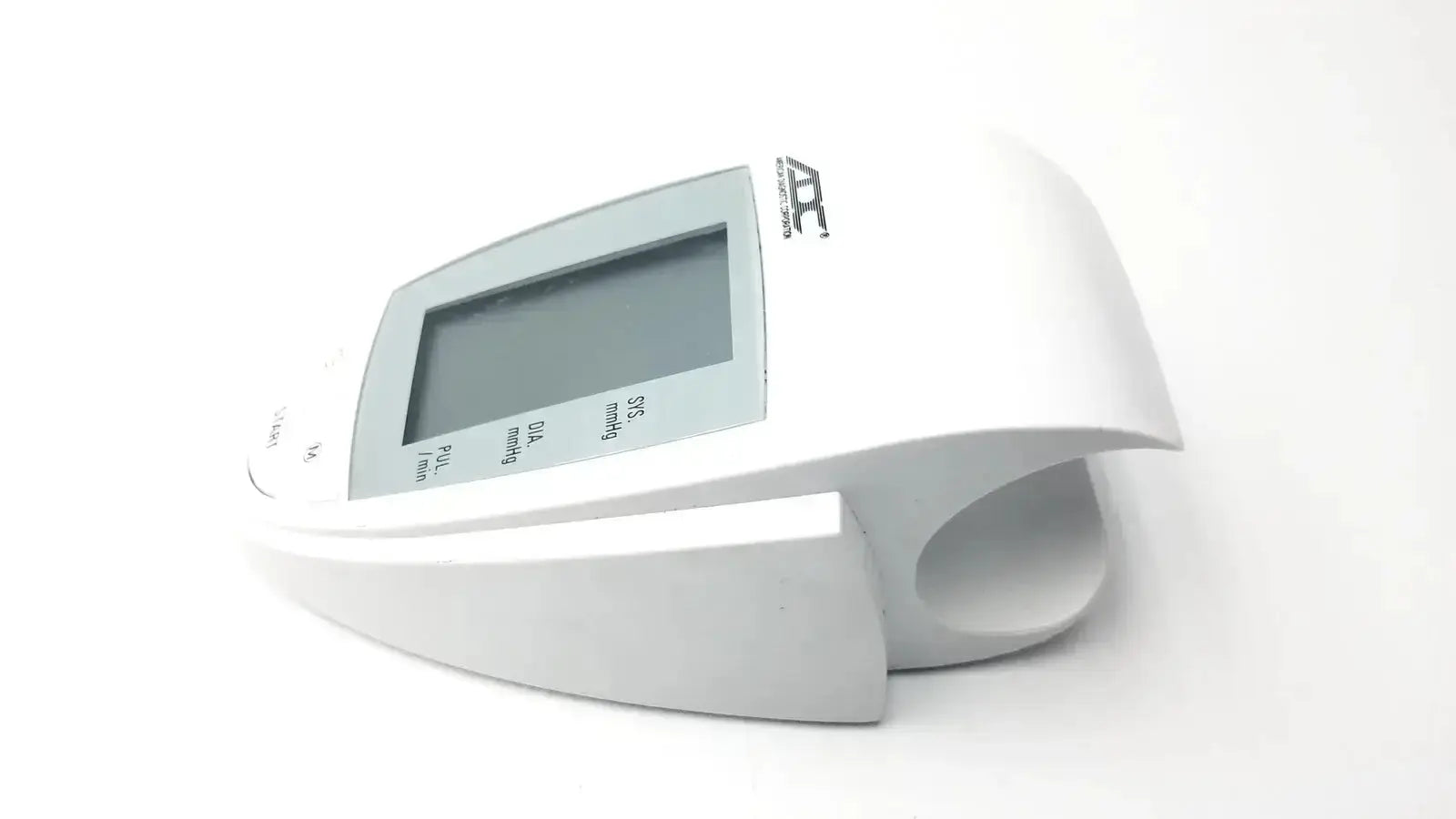 White plastic adc advantage 6013 series digital blood pressure monitor with rectangular screen and ergonomic design