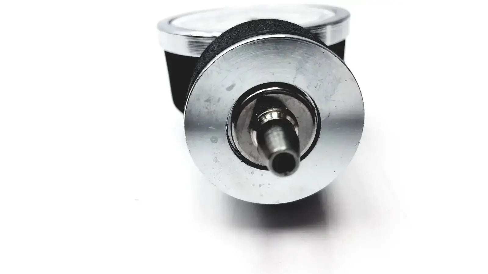 Silver metallic adc gauge with black rubber grip and threaded port for aneroid sphygmomanometer manual use