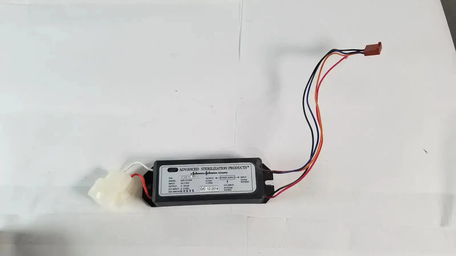 Black rectangular advanced sterilization products light power supply with multi-colored wires and white label ASP-UV-999