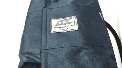 Dark blue fabric satchel with white embroidered american diagnostic corp label for adc advantage digital bp monitor 6021