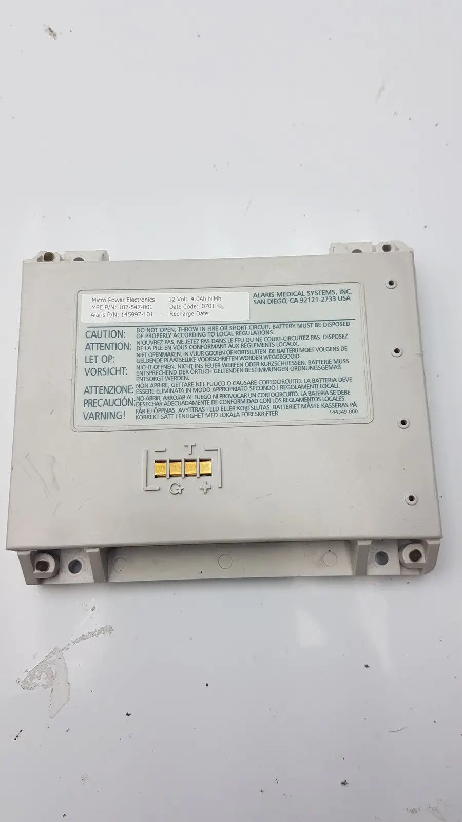 Alaris Medical 145997-101 Micro Power Electronics 102-547-001 - Battery
