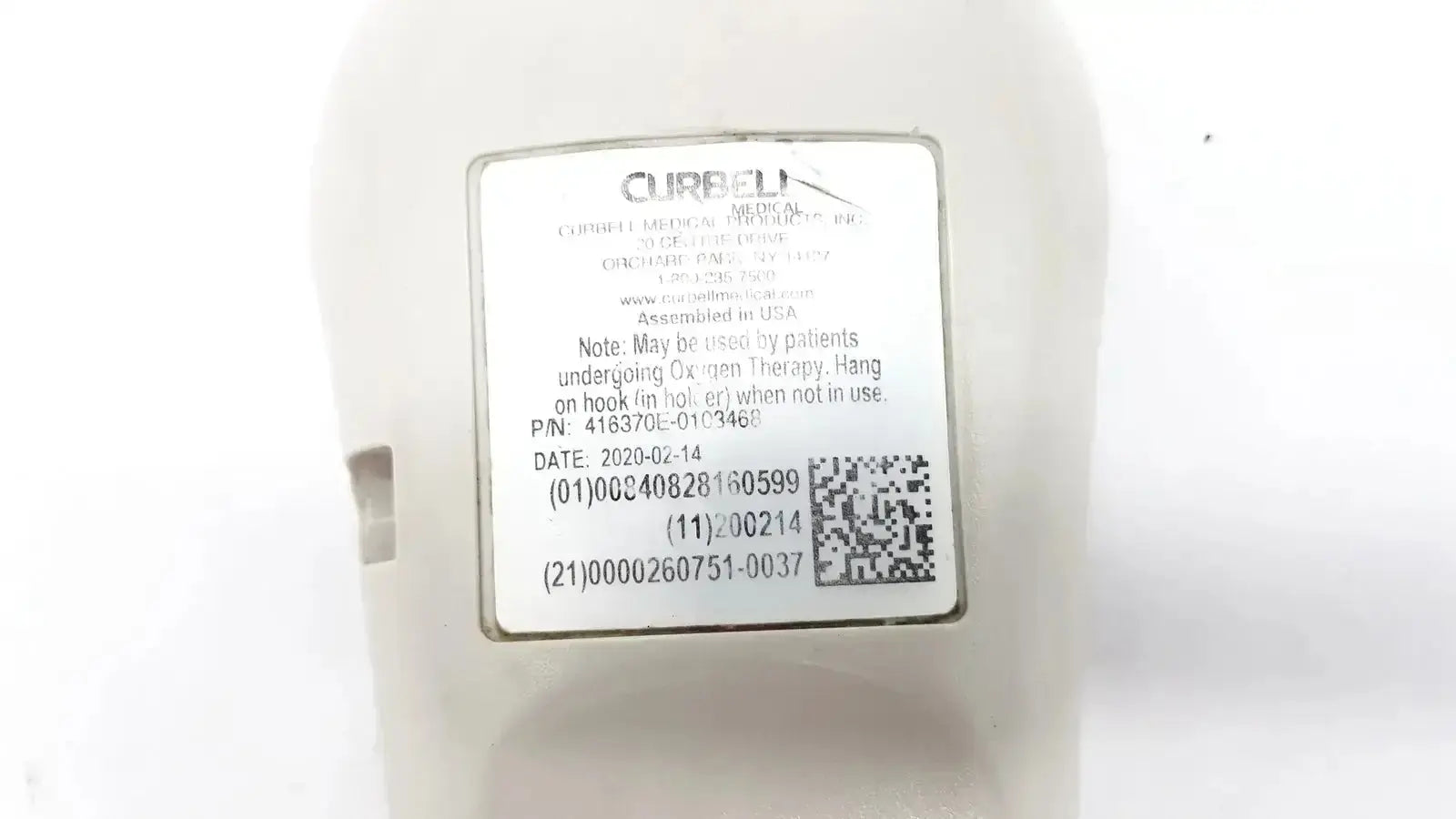 White allen technologies curbell oxygen concentrator showing model and serial label for nurse call tv remote use