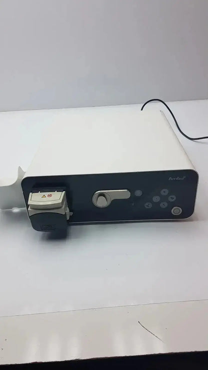 White and black medical device ambu abox duodeno with sleek rectangular design featuring control panel and keyhole