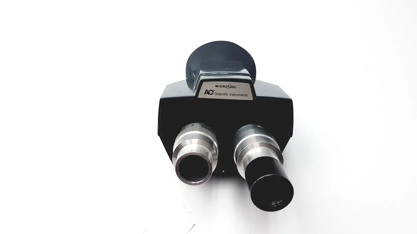 AMERICAN OPTICAL MICROSTAR 110/120 MICROSCOPE BINOCULAR HEAD WITH EYEPIECES