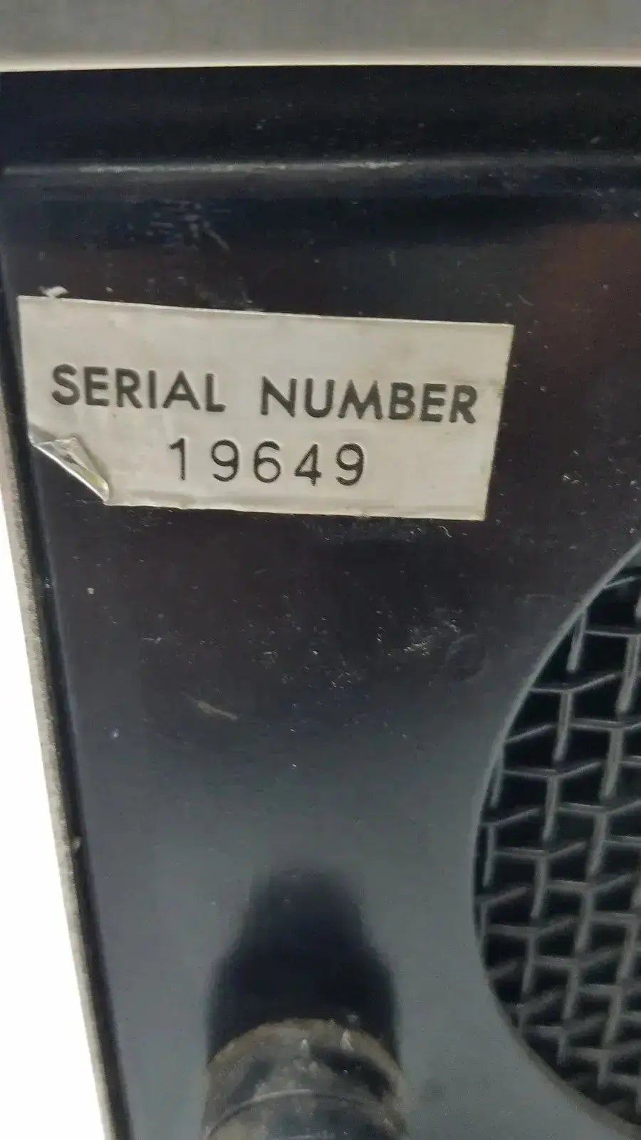 Black plastic lp-1 peristaltic pump with white serial number label 19649 featuring cole-parmer pump heads