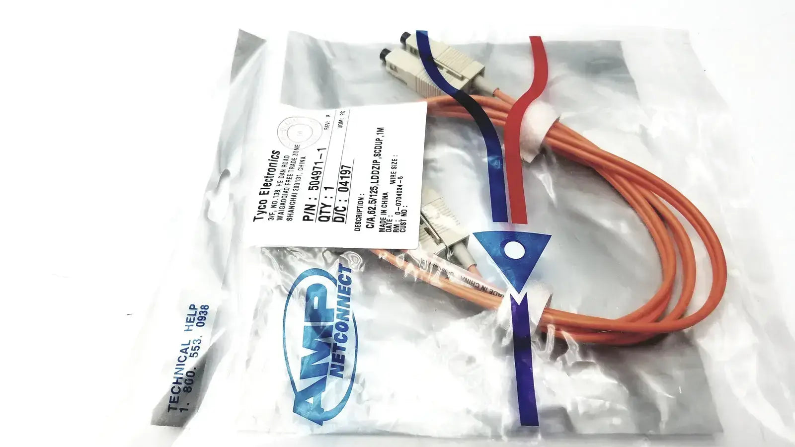 AMP Tyco Electronics Cable 504971-1 C/A,62.5/125 LDDZIP SCDUP,1M - Fiber Optic