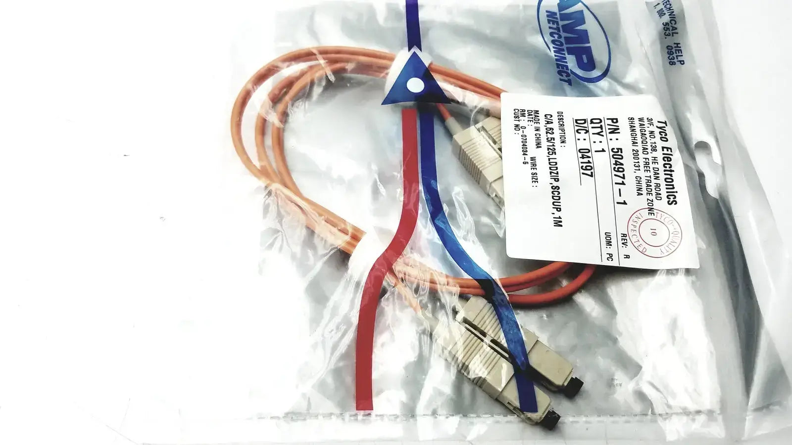 AMP Tyco Electronics Cable 504971-1 C/A,62.5/125 LDDZIP SCDUP,1M - Fiber Optic