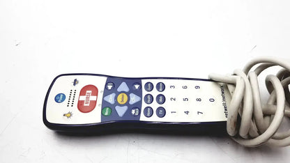Anacom medtek b0857-088dj nurse call unit features a white and blue remote control with red nurse button and coiled cable