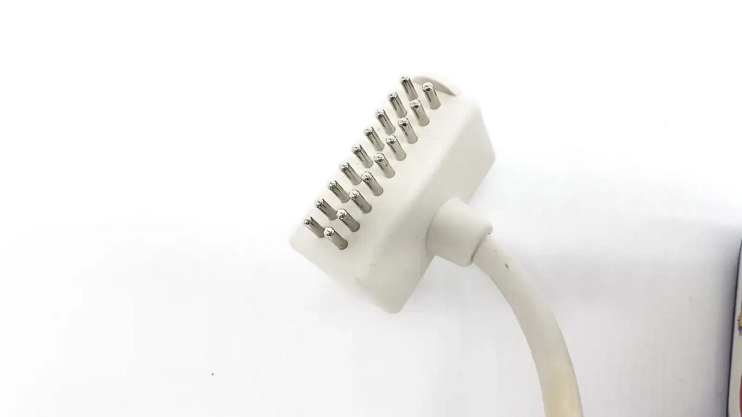 White plastic connector with metallic pins on the back side of anacom medtek b0857-088dj medtek nurse call unit