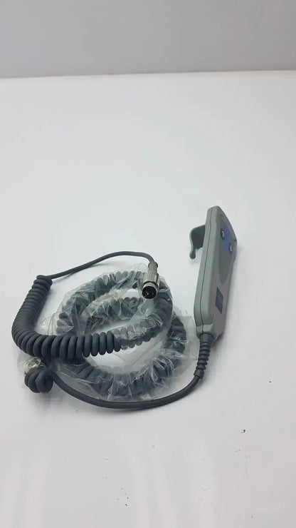 Gray arjo 2 button function handset with coiled black cable g-bbde2-30t used medical equipment for sale wrapped in plastic