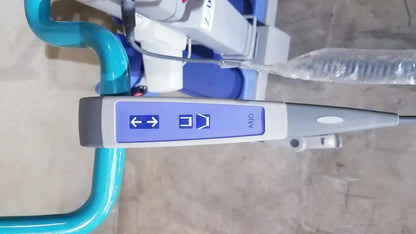 Gray and blue handheld control unit with directional arrows for arjo sara 3000 hospital mobile patient standing raising aid