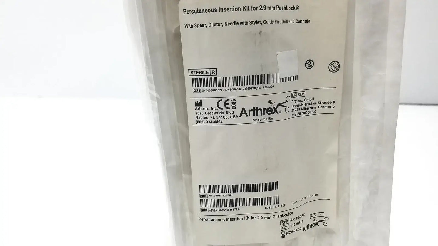 Arthrex REF AR-1923PK Kit for 2.9mm PushLock - Surgical Implant