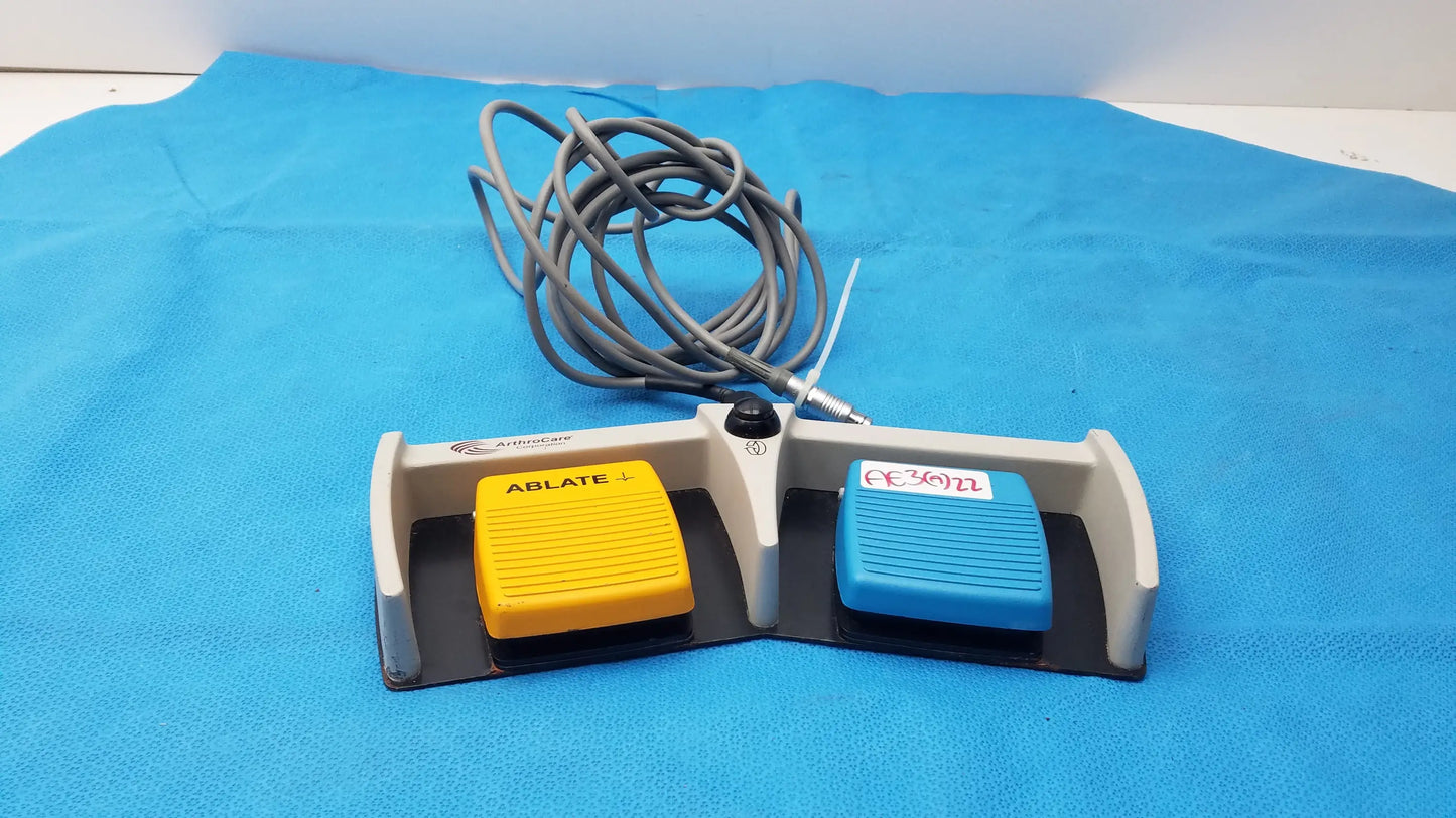Arthrocare 10863 dual footswitch pedal with gray black body yellow ablate and blue pedals for buy used medical equipment