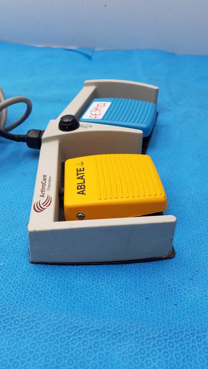 Yellow and blue arthrocure ablate+ dual footswitch pedal with textured surfaces for buy used medical equipment sale