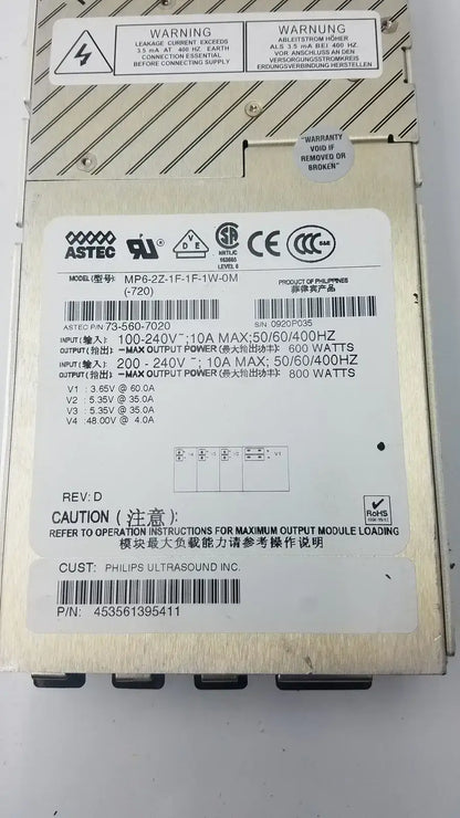 Astec MP6-2Z-1F-1F-1W-0M Modular Power Supply 73-560-7020 800W 453561395411
