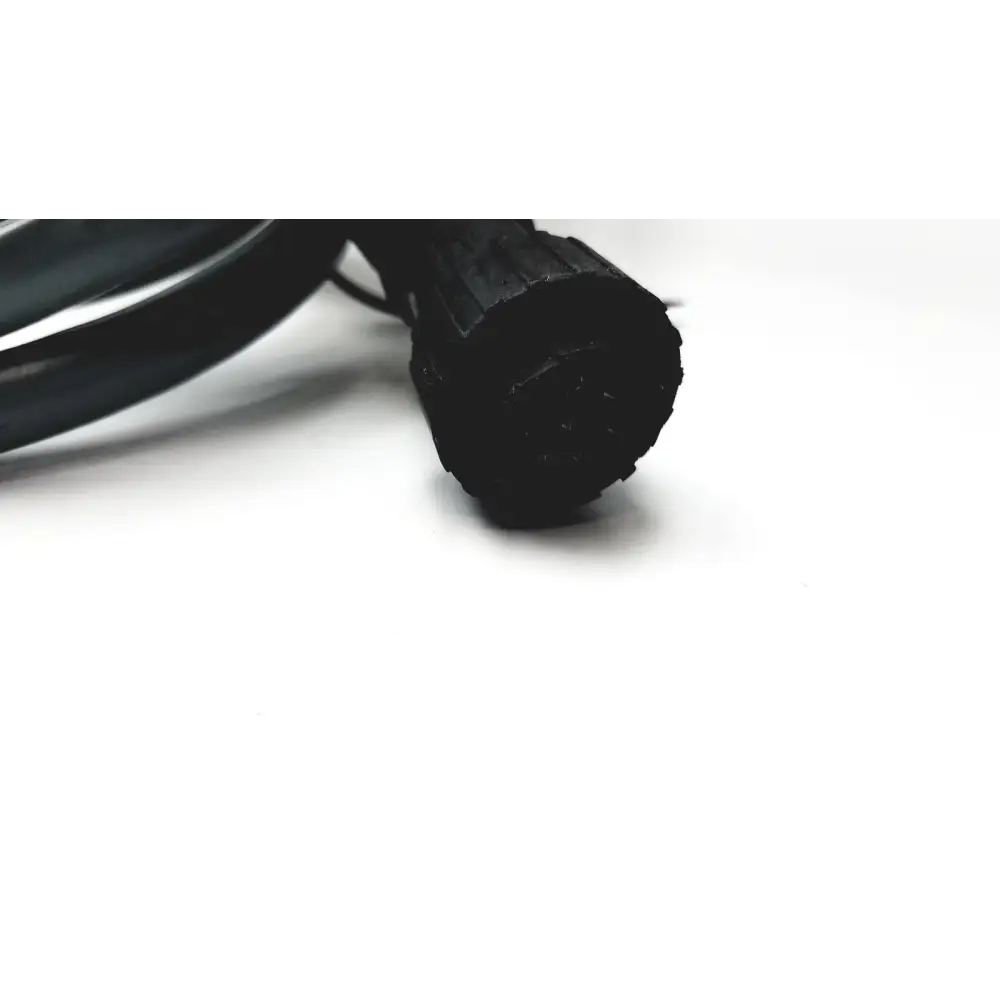 Black, textured cable connector with a ribbed cylindrical body.