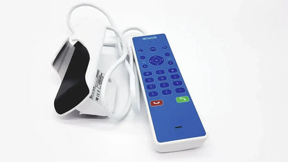 Blue barco hs000aipcba1 jao handset remote control with white edges numeric keypad and red green call buttons