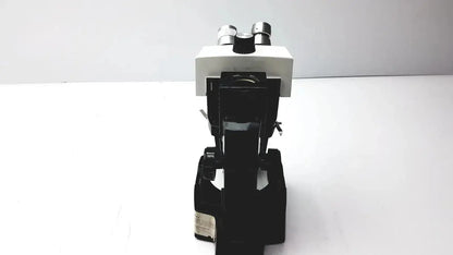 B&w compound lomb microscope with dual eyepieces and adjustable focus knobs for biomedical evaluation hospital surplus