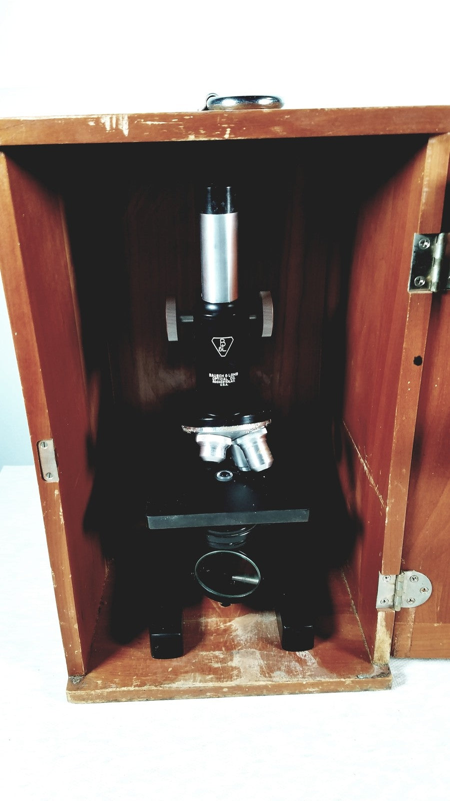 Bausch & Lomb Optical Co. Microscope in Wood Eimer