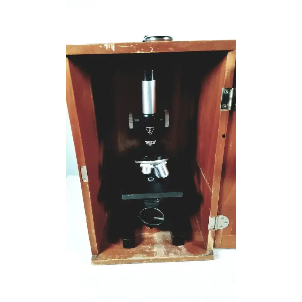 Bausch & Lomb Optical Co. Microscope in Wood Eimer