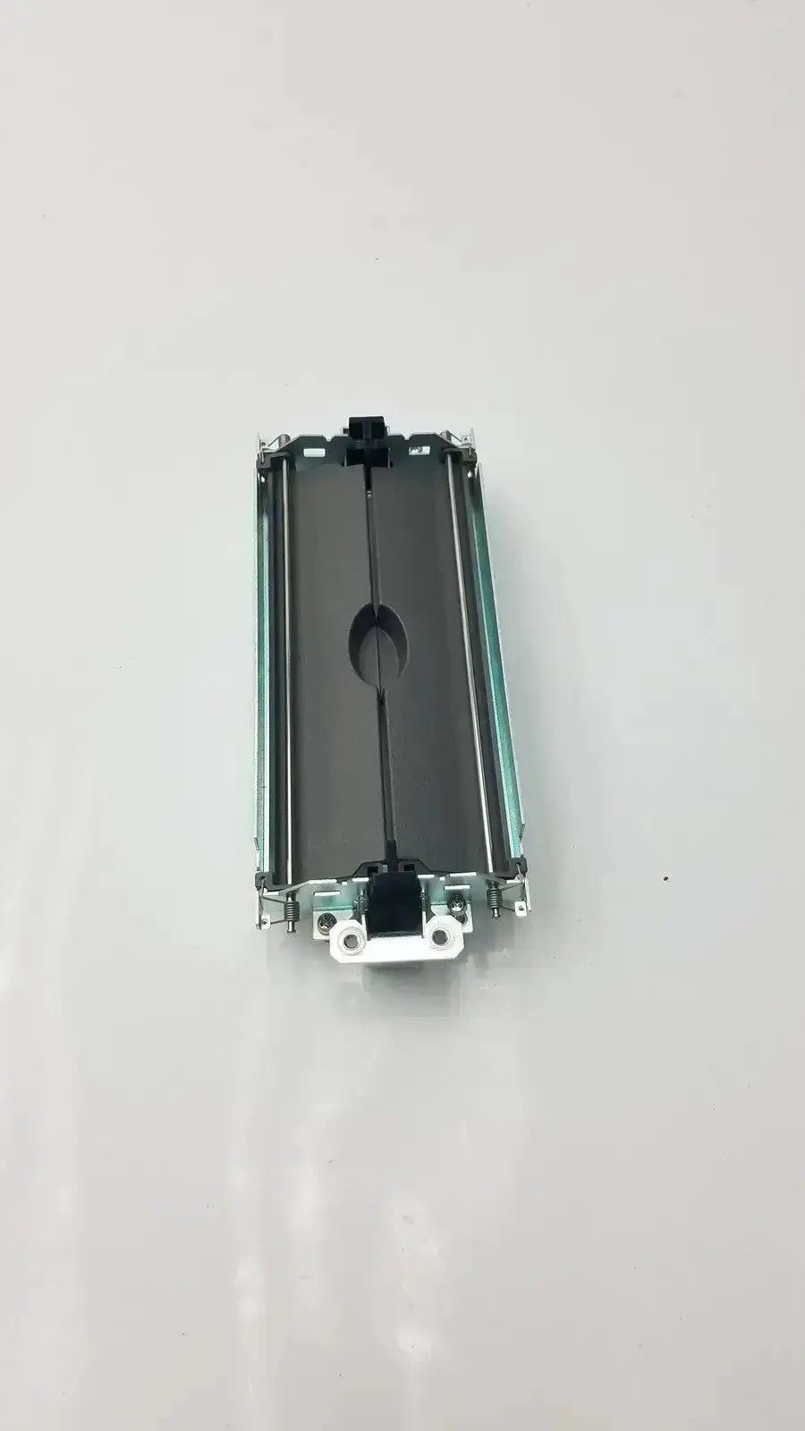 Black printer toner cartridge with metallic silver edges and central opening for bazel & assy secondary barrier by siemens model 18137787