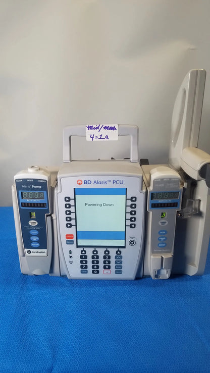 White bd alaris 8015 pc modular infusion pump with digital display and control buttons for medical equipment reuse