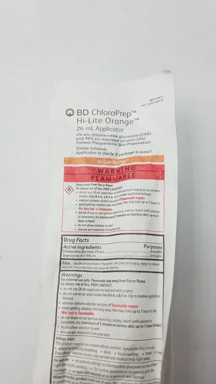 BD Chloraprep 930815 Hi-Lite Orange 26ml Applicator - Skin Prep