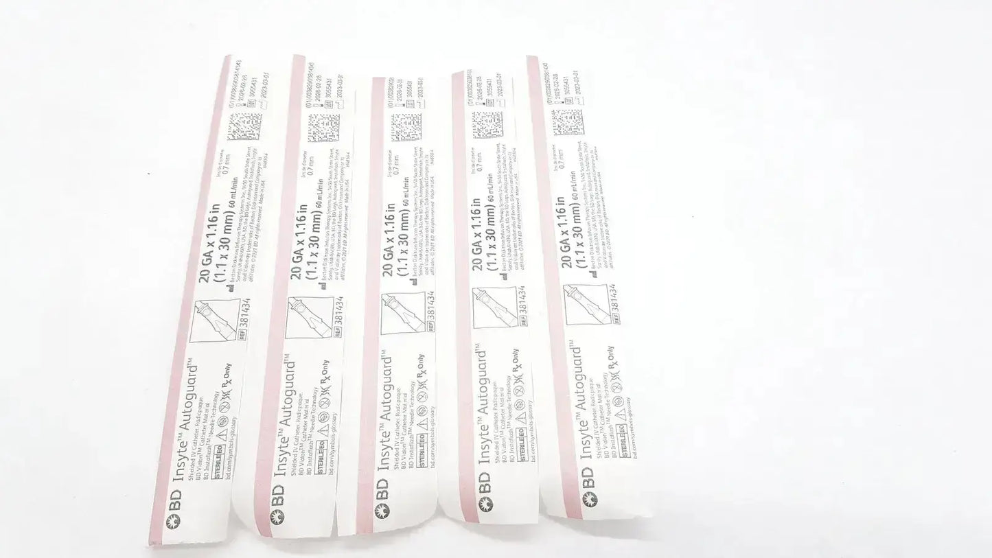 Five sterile bd insyte autoguard catheter packages in pink and white, for buy used medical equipment sale